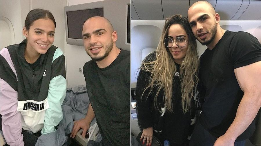 Bruna Marquezine e Rafaella Santos posam com fã em voo para a Rússia - Reprodução/Instagram