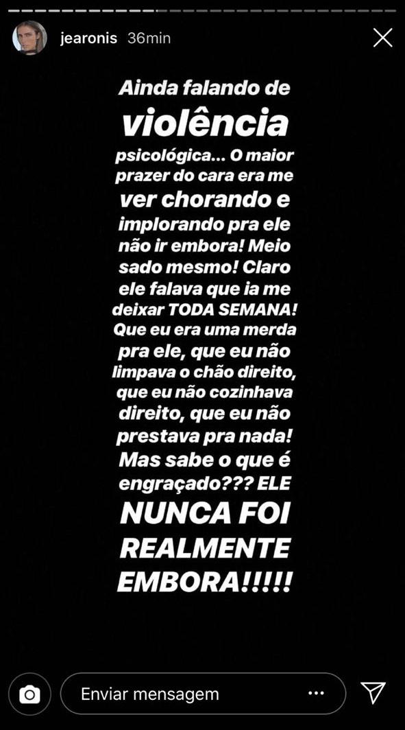 Stories @jearonis - Reprodução Instagram