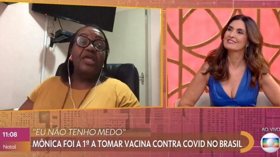 Mônica Calazans, primeira pessoa vacinada no Brasil, contou à Fátima Bernardes a importância da vacinação coletiva - Reprodução/TV Globo