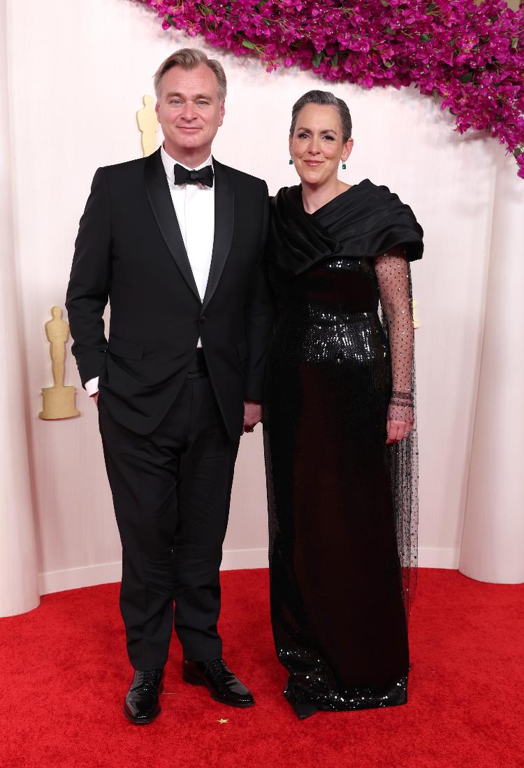 Christopher Nolan e Emma Thomas no Oscar 2024