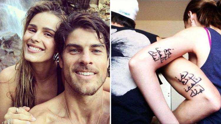 Evandro Soldati e Yasmin Brunet fizeram tatuagem de casal no braço 