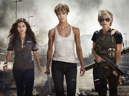 Natalia Reyes, Mackenzie Davis e Linda Hamilton em cena do sexto "O Exterminador do Futuro" - Divulgação