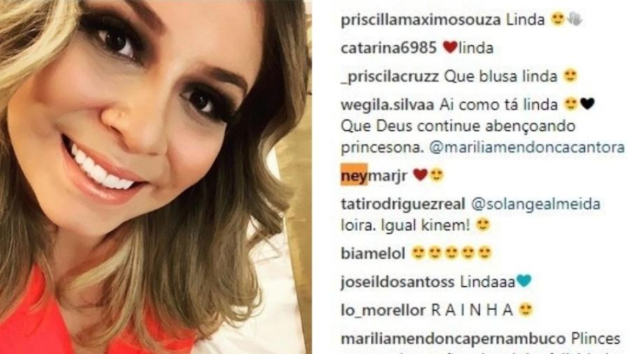 Marilia Mendonça ganha curtida de Neymar em foto de seu Instagram - Instagram Marilia Mendonça