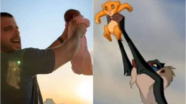 Duda Nagle pega Zoe pelos braços e reproduz cena de "O Rei Leão" - Reprodução/Instagram/Divulgação - Reprodução/Instagram/Divulgação