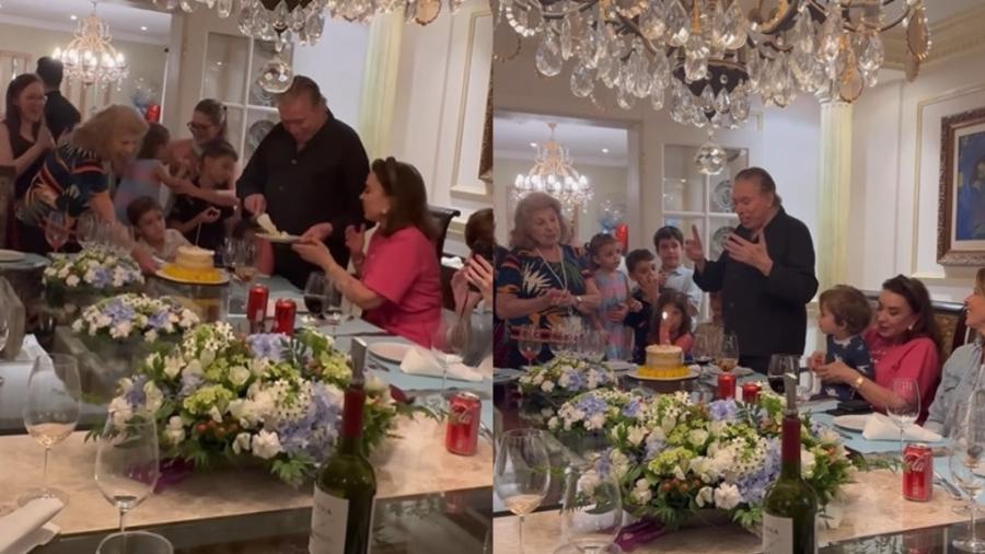 Silvio Santos aparece cercado de filhas e netos no aniversário de 92 anos - Reprodução/Instagram 