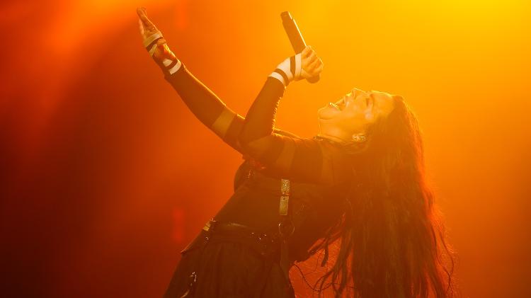 15.set.2024 - Evanescence se apresenta Palco Mundo na terceira noite do festival Rock In Rio 