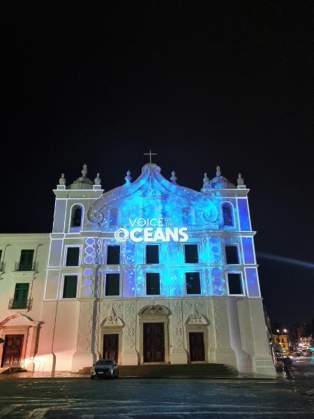 Projeção em homenagem à Voz dos Oceanos na Igreja Santo Alexandre, em Belém Projeção em homenagem à Voz dos Oceanos na Igreja Santo Alexandre, em Belém