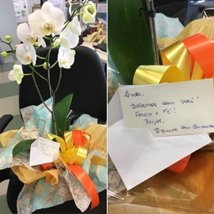 Leda Nagle ganha flores da equipe do "Sem Censura": "Olha como fui recebida hoje pela minha valorosa equipe! Perco muita coisa mas não perco a amizade e o carinho de vocês por nada! Com certeza!Se Deus quiser!" - Reprodução/Facebook - Reprodução/Facebook