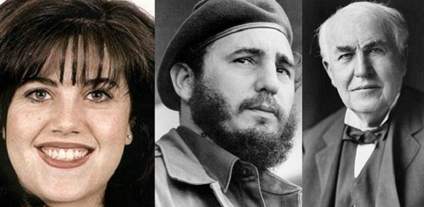 Monica Lewinsky, Fidel Castro e Thomas Edison, que ainda podem virar filme - Reprodução/Montagem