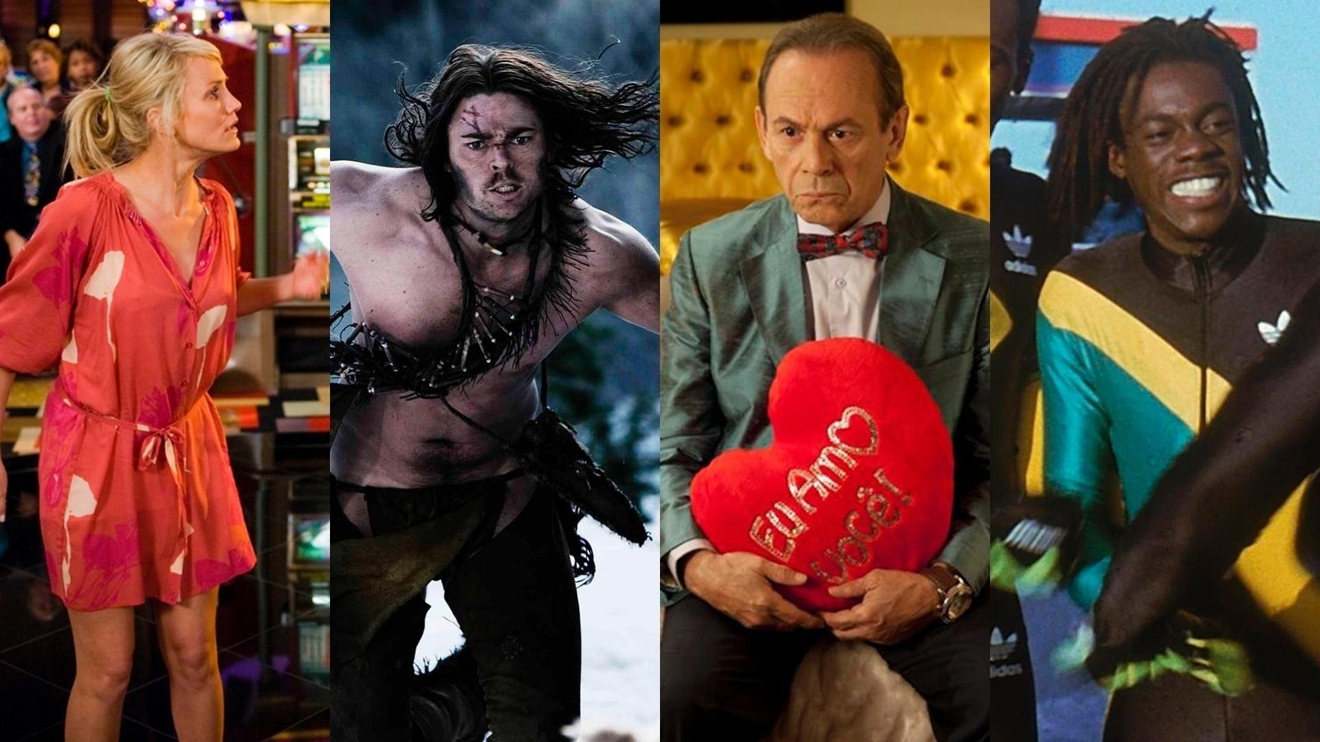 Cenas dos filmes "Jogo de Amor em Las Vegas" (2008), de Tom Vaughan, "Desbravadores" (2007), de Marcus Nispel, "Giovanni Improtta" (2013), de José Wilker e "Jamaica Abaixo de Zero" (1993), de Jon Turteltaub - Reprodução/Montagem