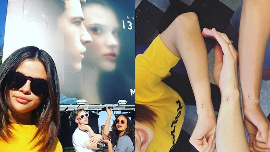 Selena Gomez faz tatuagem em homenagem à seríe "13 Reasons Why" com os atores Alisha Boe e Tommy Dorfman  - Reproduçã/Instagram 