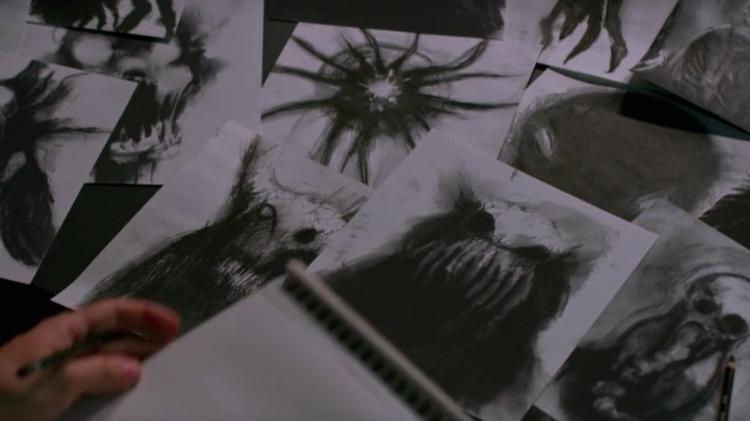 Os desenhos de Gary em "Bird Box" - Reprodução - Reprodução
