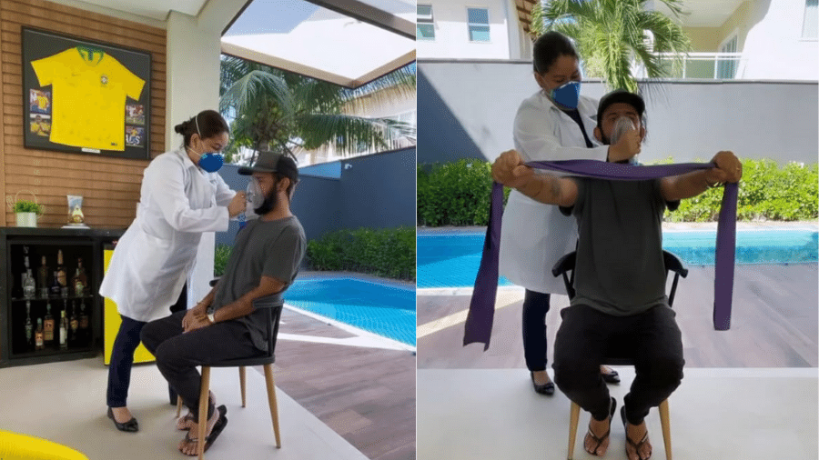 Bráulio Bessa faz fisioterapia pulmonar após alta da internação por covid-19 - Reprodução/Instagram