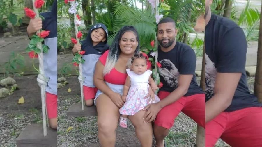Edson Caldas com a esposa, Jennyffer Vieira, e os dois filhos