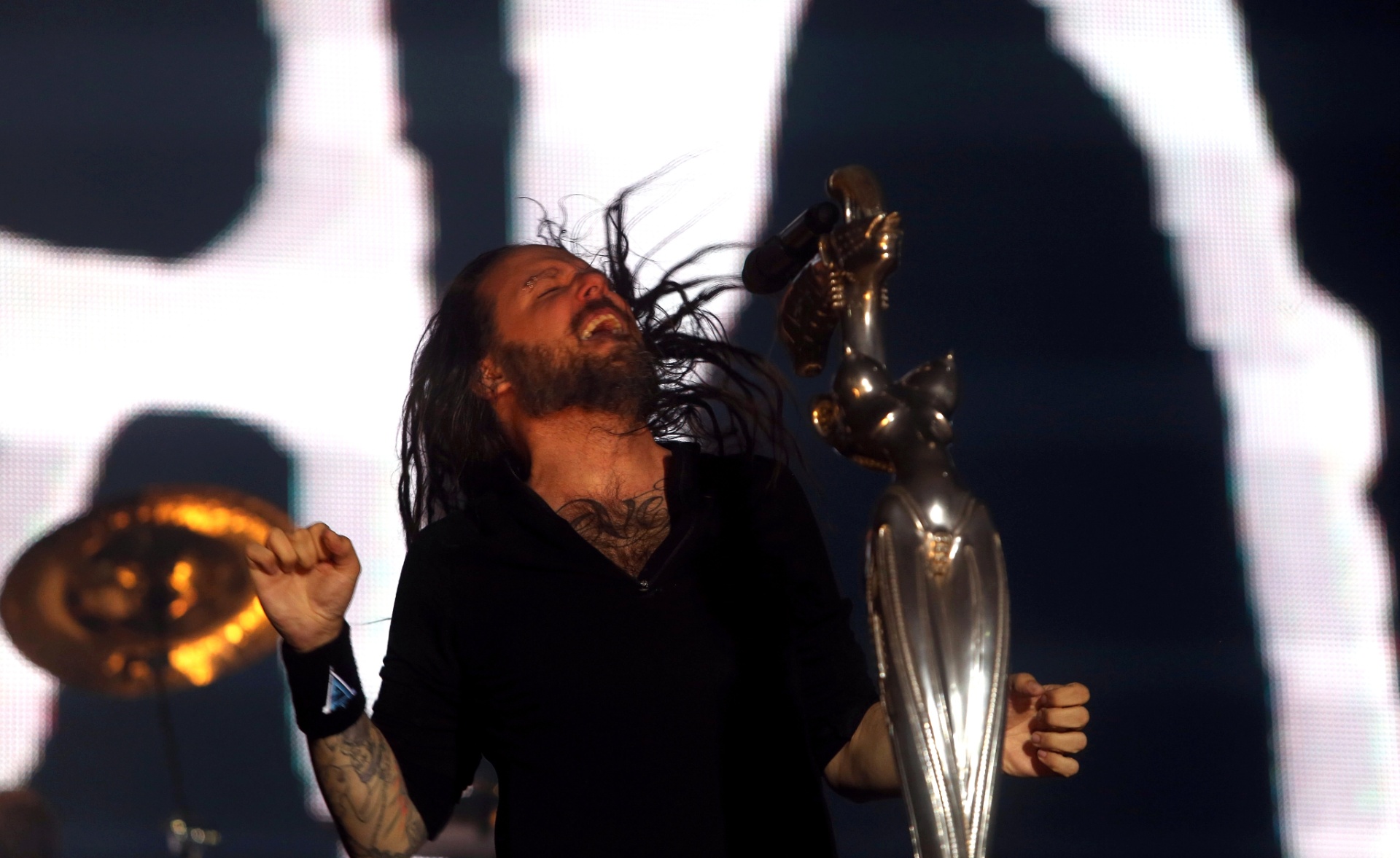 19.set.2015 - O vocalista do Korn Jonathan Davis se apresenta no palco Sunset no segundo dia do Rock in Rio 2015 - J. F. Diorio/Agência Estado