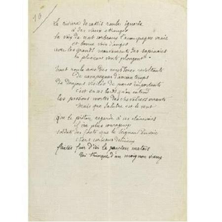 Manuscrito do poeta francês Arthur Rimbaud - Efe