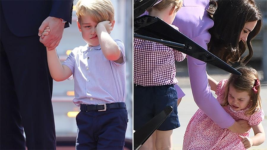 Príncipe George e princesa Charlotte durante viagem oficial dos pais - AFP