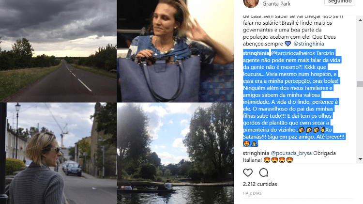 Amalia Stinghini, mulher de Evaristo Costa, fala sobre mudança do Brasil - Reprodução/Instagram/stringhinia - Reprodução/Instagram/stringhinia