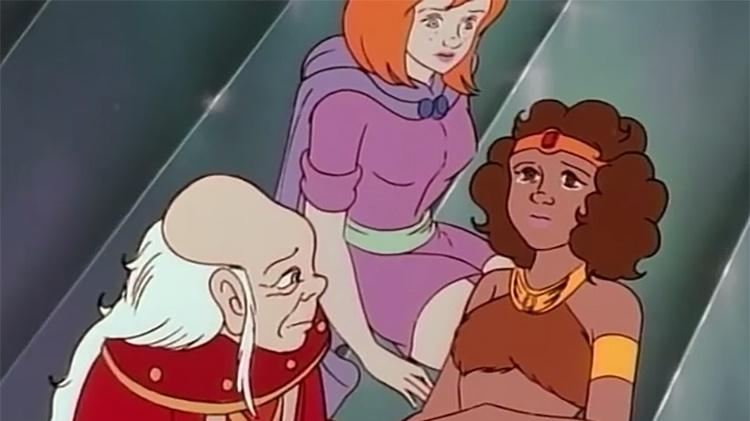 Diana, Sheila e Mestre dos Magos no episódio O Filho do Astrólogo em Caverna do Dragão - Reprodução - Reprodução