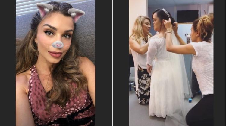 Grazi Massafera mostra parte de seu look e Juliana Caldas vestida de noiva - Reprodução/Instagram - Reprodução/Instagram