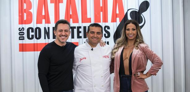 Batalha de Confeiteiros - Rick Bonadio, Buddy Valastro e Valesca - Edu Moraes/Record TV - Edu Moraes/Record TV
