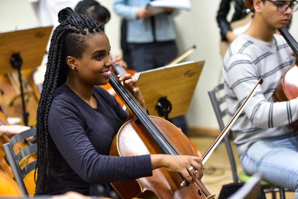 Integrantes da Orquestra Juvenil Heliópolis - Léo Franco/AgNews
