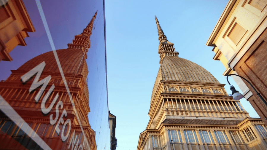 A fachada do Museu Nacional de Cinema da Itália no famoso Mole Antonelliana, onde fica o elevador - Reprodução/Museo Nazionale del Cinema