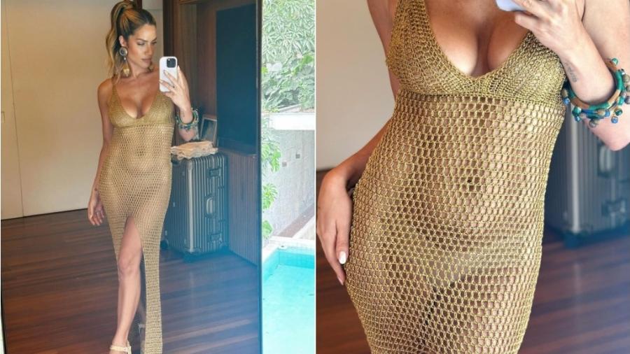 Giovanna Ewbank posa com vestido de transparência e ostenta tanquinho 