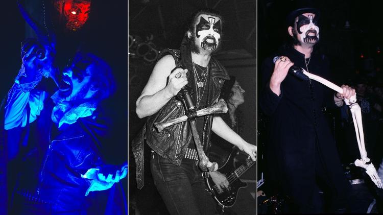 King Diamond sempre foi assim; nas fotos, apresentações do Mercyful Fate em 1983, 1993 e 1996