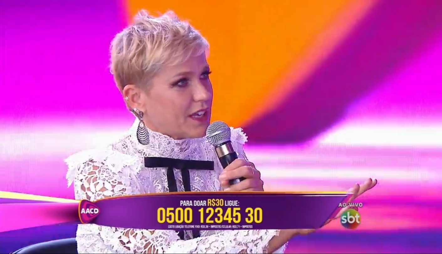 23.out.2015 - Depois de 28 anos na Globo, Xuxa festeja sua primeira participação no Teleton. "Agora eu posso" - Reprodução /SBT