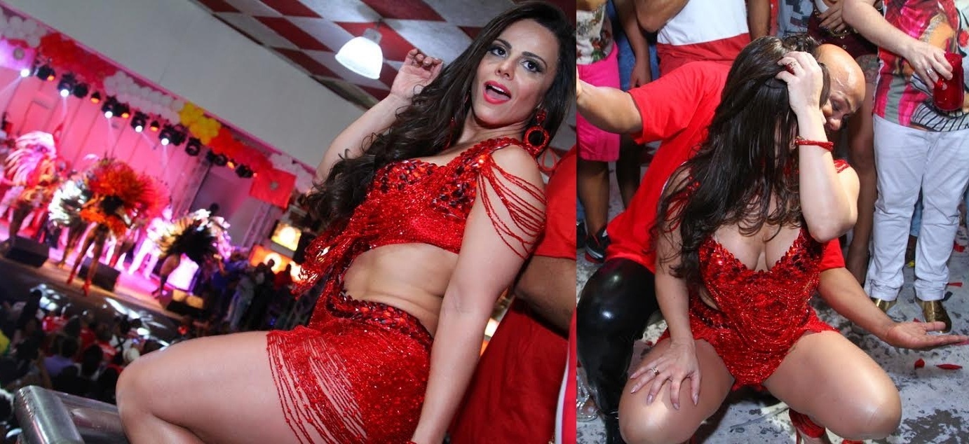 12.out.2016- Rainha de bateria do Salgueiro, Viviane Araújo se acaba na quadra na escolha do samba do Carnaval 2017 - Anderson Borde/AgNews