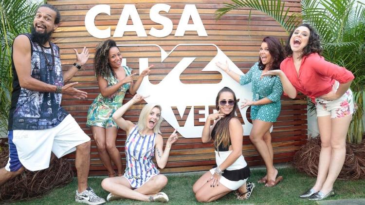 Fernanda Souza, Aretha Oliveira, Francis Helena, Gisele Frade, Renata del Bianco e Pierre Bittencourt no "Casa TVZ Verão" - Juliana Coutinho/Divulgação Multishow - Juliana Coutinho/Divulgação Multishow