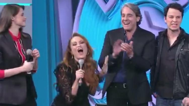 Ellen Roche ficou animada quando Double You entrou no estúdio - Reprodução/TV Globo - Reprodução/TV Globo