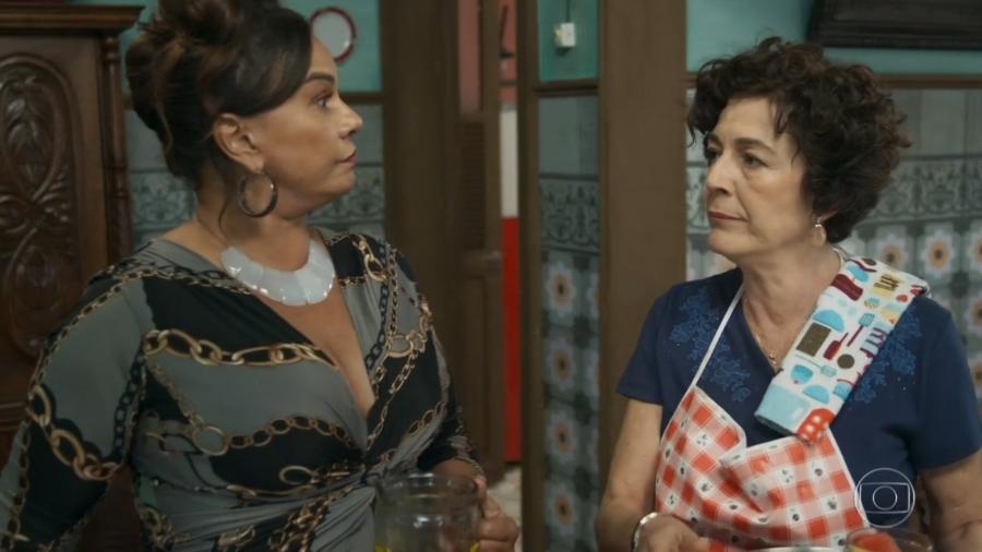 Coronela e Januza se encaram em "O Tempo Não Para", novela das sete da Globo - Reprodução/TV Globo
