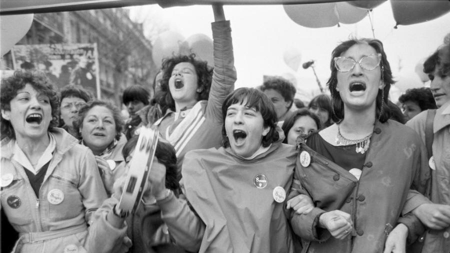 3.ago.1982 - Manifestação do MLF (Movimento de Libertação das Mulheres) em Paris, agosto de 1982. O MLF completa 50 anos de criação em 2020 - Gamma-Rapho via Getty Images