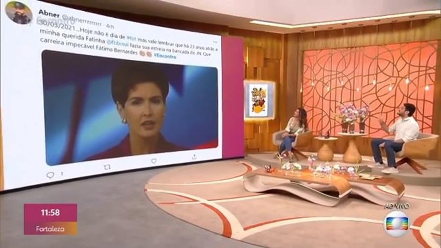 Fátima Bernardes viu imagens durante o "Encontro" - Reprodução/TV Globo