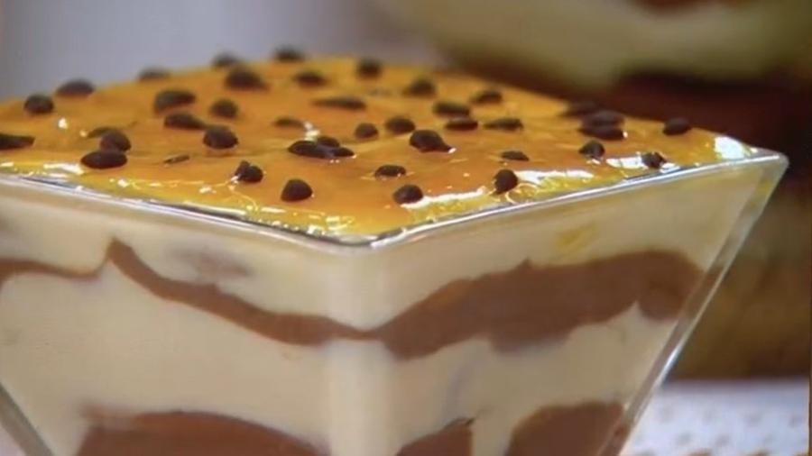Pavê de maracujá e chocolate feito por Ana Maria Braga - Reprodução/TV Globo