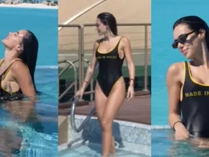 Bruna Biancardi sensualiza em vídeo com maiô cavado: 'Paraíso'