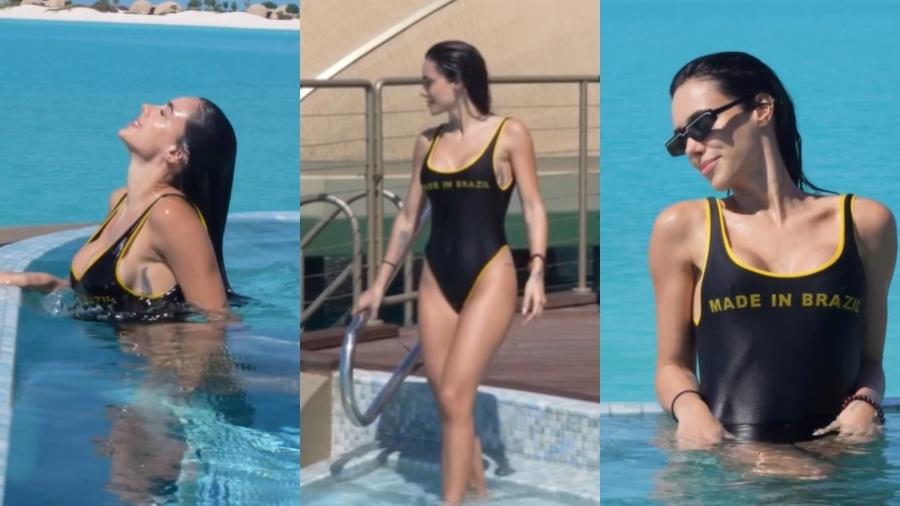 Influencer Bruna Biancardi sensualiza de maiô cavado