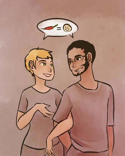 FALE SOBRE O PRAZER PARA OS DOIS | Coloque-se no lugar do outro e busque entender como suas fantasias podem proporcionar prazer a ambos. Isso certamente fará sua proposta mais interessante e atraente. Esmiuce as sensações. Explique se o prazer vai ser corporal, se a fantasia mexe mais com as emoções, se é uma variação ainda mais gostosa do que já fazem na cama e por aí vai - Letícia Vilela/Arte UOL