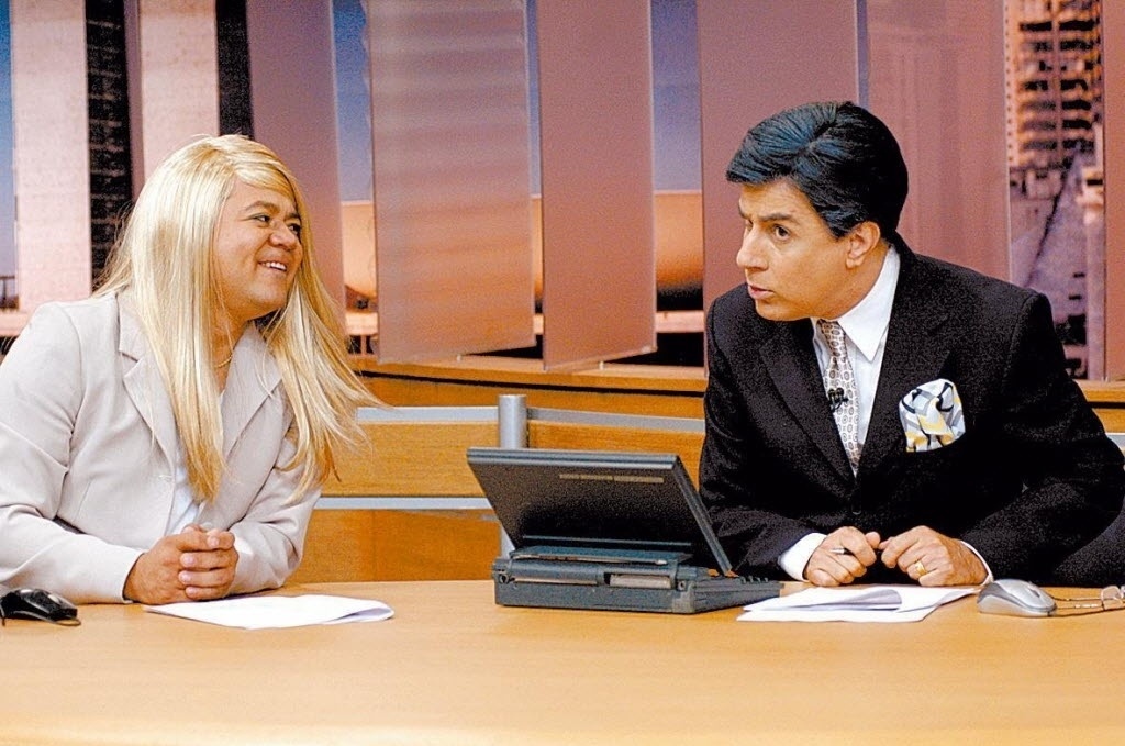 Shaolin e Tom Cavalcante gravam o programa de humor "Show do Tom", na Record, em 2005 - Antonio Chahestian/TV Record