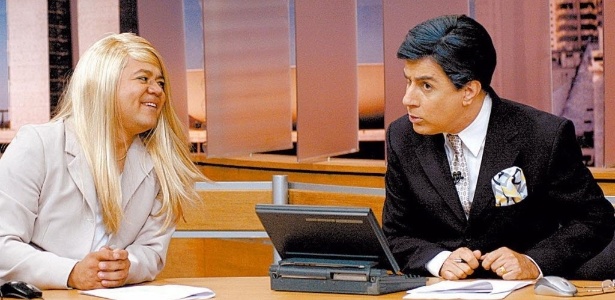 Tom Cavalcante com o humorista Shaolin - Antonio Chahestian/TV Record - Antonio Chahestian/TV Record