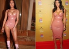 Nicki Minaj copia look embalado a vácuo de Kim Kardashian para show - Reprodução/Instagram e Getty Images