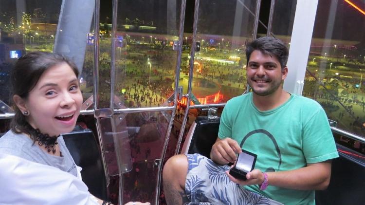 Casal ficou noivo na roda-gigante do festival  - Arquivo pessoal  - Arquivo pessoal 
