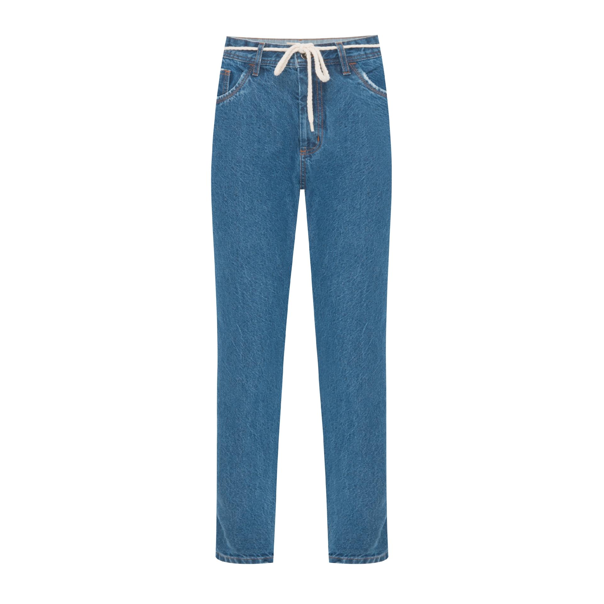 Calça jeans com elastano e cordão de algodão na cintura, R$ 100, C&A, www.cea.com.br - Divulgação