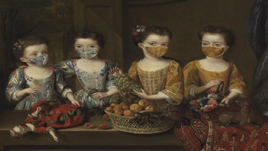 "As filhas de Sir Matthew Decker", de Jan van Meyer, com máscaras - Museu Fitzwilliam / FME, Cambridge