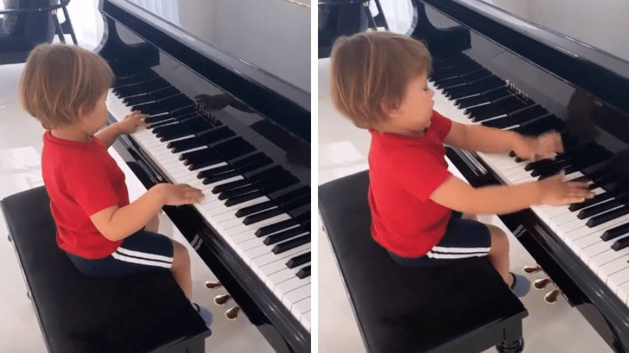 Andressa Suita filmou o caçula, Samuel, brincando no piano do pai, Gusttavo Lima - Reprodução/Instagram/@andressasuita