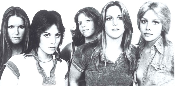A banda Runaways; Jackie Fuchs é a terceira da esquerda para a direita - Reprodução