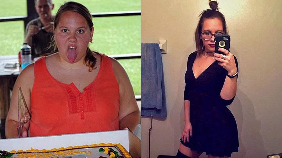 Rachael Heffner emagreceu quase 65 quilos cortando pela metade as porções de comida e se exercitando - Reprodução/Viral Thread