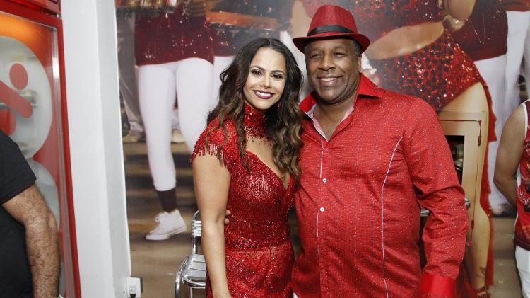 Viviane Araújo e Ailton Graça na quadra da Salgueiro, no Rio - Thyago Andrade/Brazil News - Thyago Andrade/Brazil News